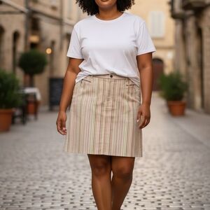 CJ Banks Beige Striped Skort
